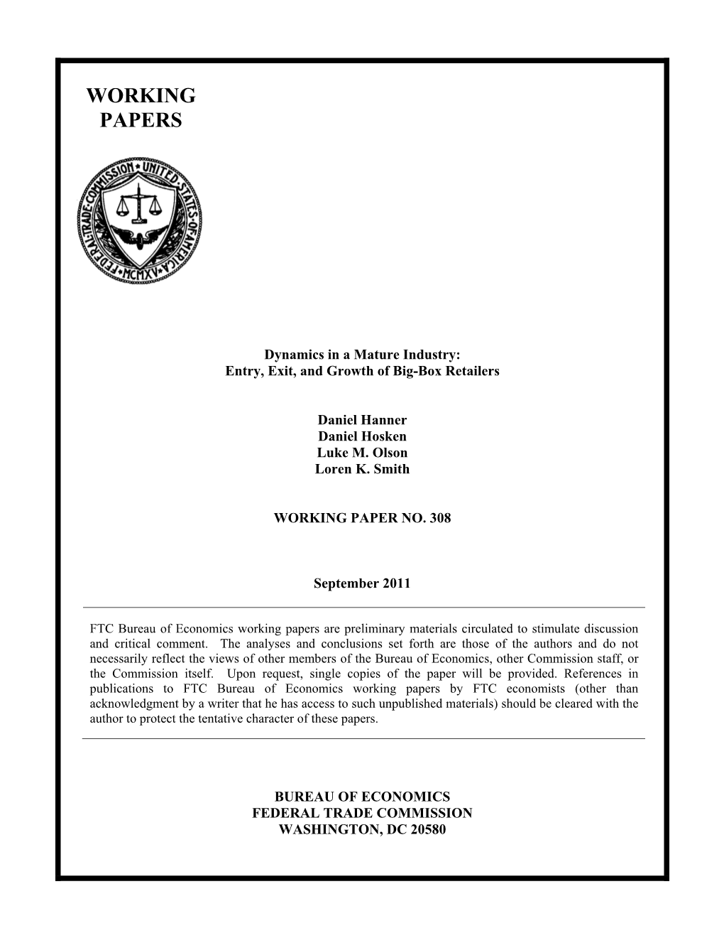 Dynamics in a Mature Industry: Entry, Exit, and Growth of Big-Box Grocery Retailers