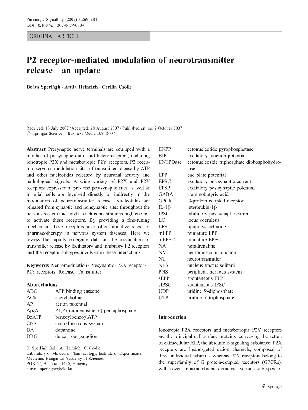 P2 Receptor-Mediated Modulation of Neurotransmitter Release—An Update