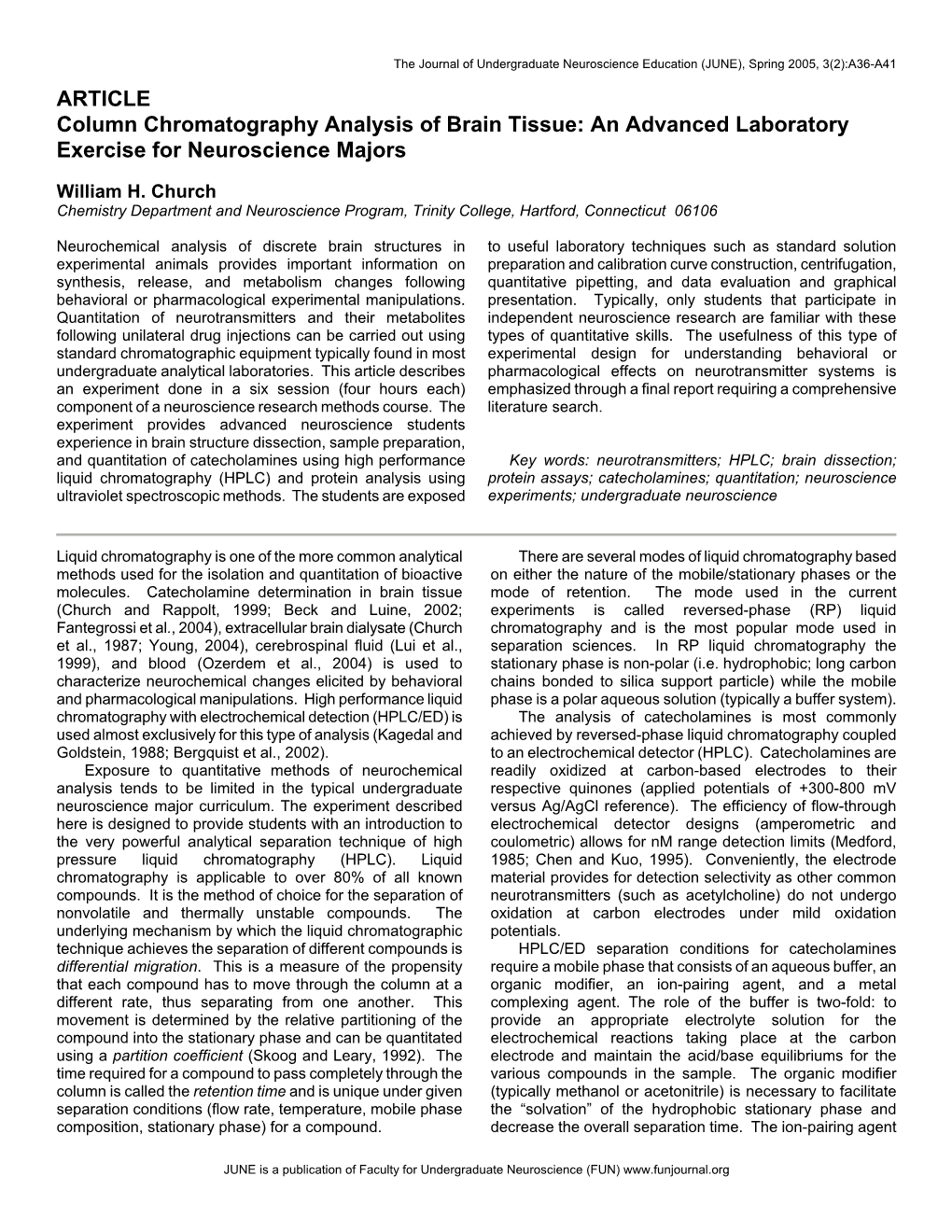 Column Chromatography Methods of Analysis In