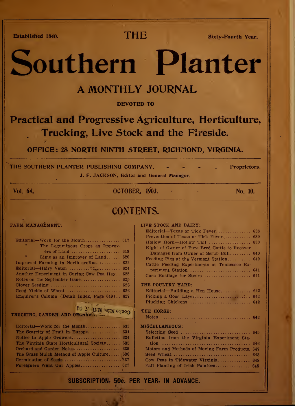 Southern Planter a MONTHLY JOURNAL DEVOTED TO