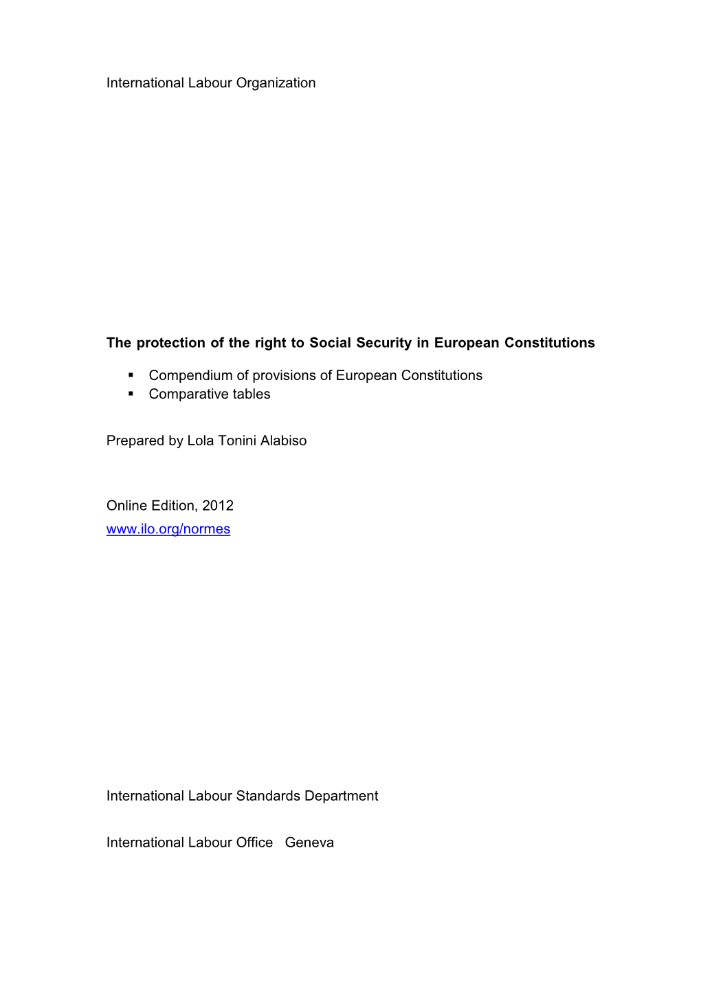 The Protection of the Right to Social Security in European Constitutions