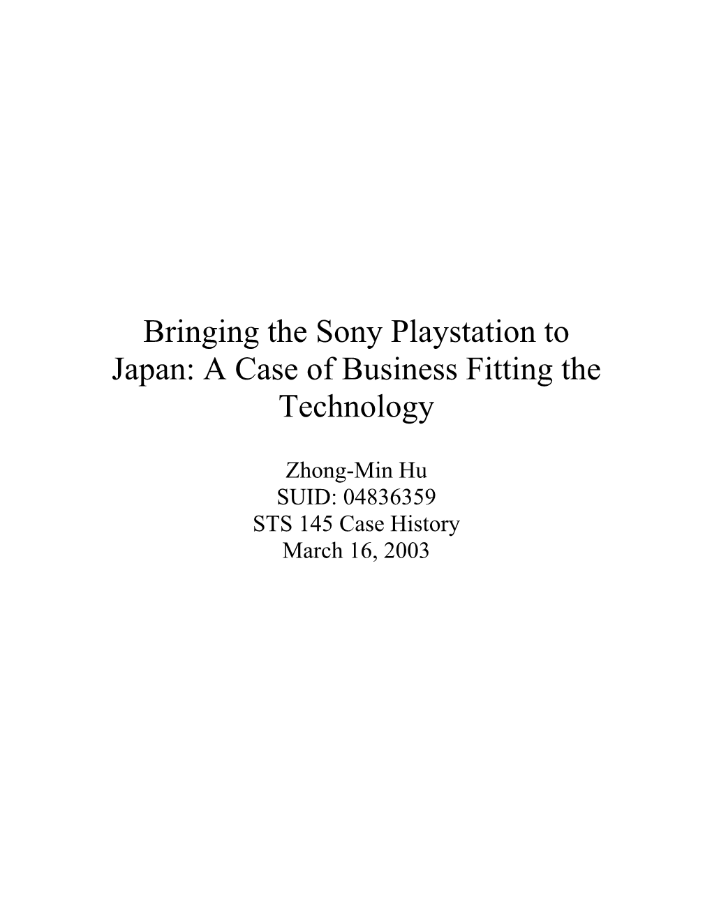 The Distribution and Marketing of the Sony Playstation