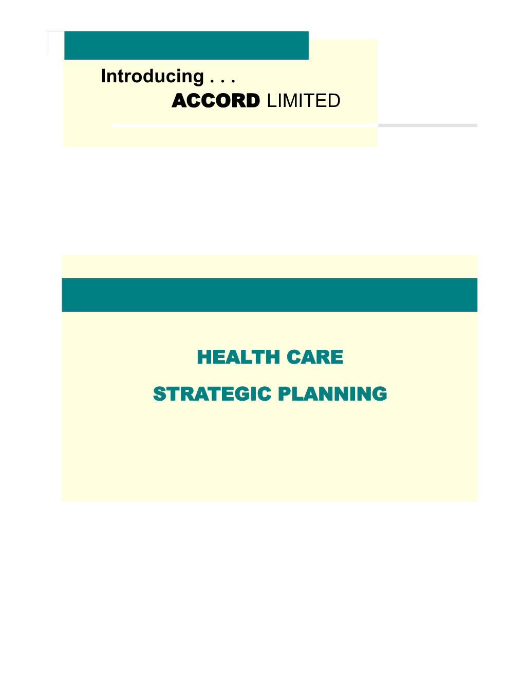 Health Care Strategic Planning