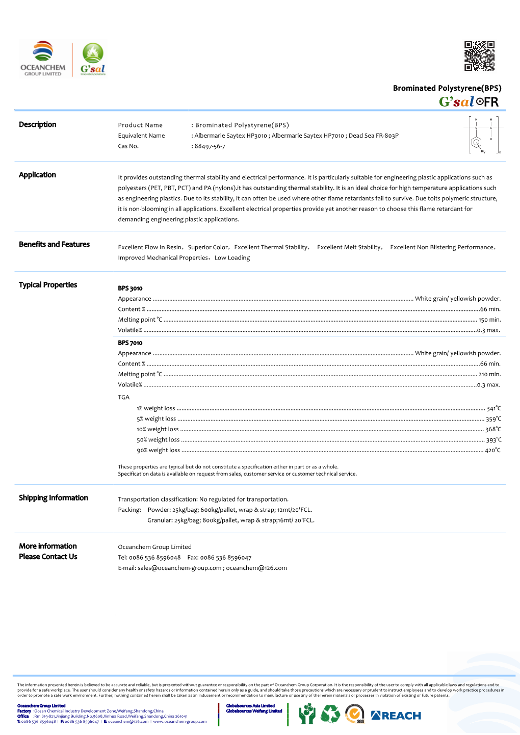 Brominated Polystyrene(BPS) FR