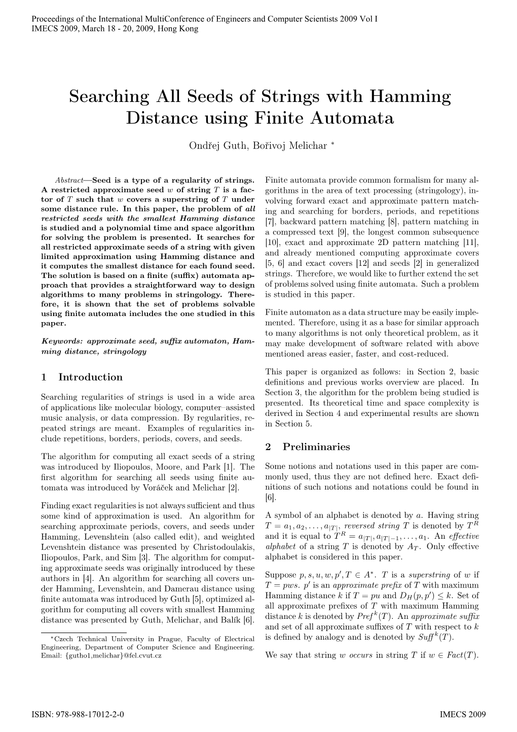 Searching All Seeds of Strings with Hamming Distance Using Finite Automata