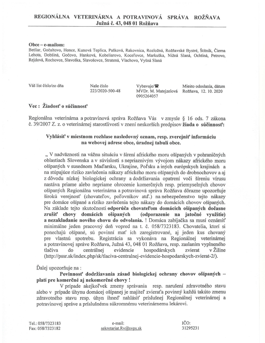 Page 1 REGIONÁLNA VETERINÁRNA a POTRAVINOVÁ