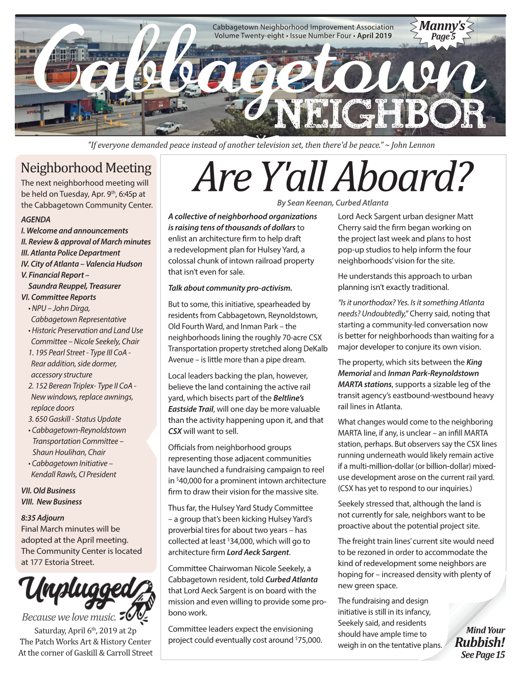 Neighborhood Improvement Association Manny's Volume Twenty-Eight • Issue Number Four • April 2019 Page 5 Neighbor