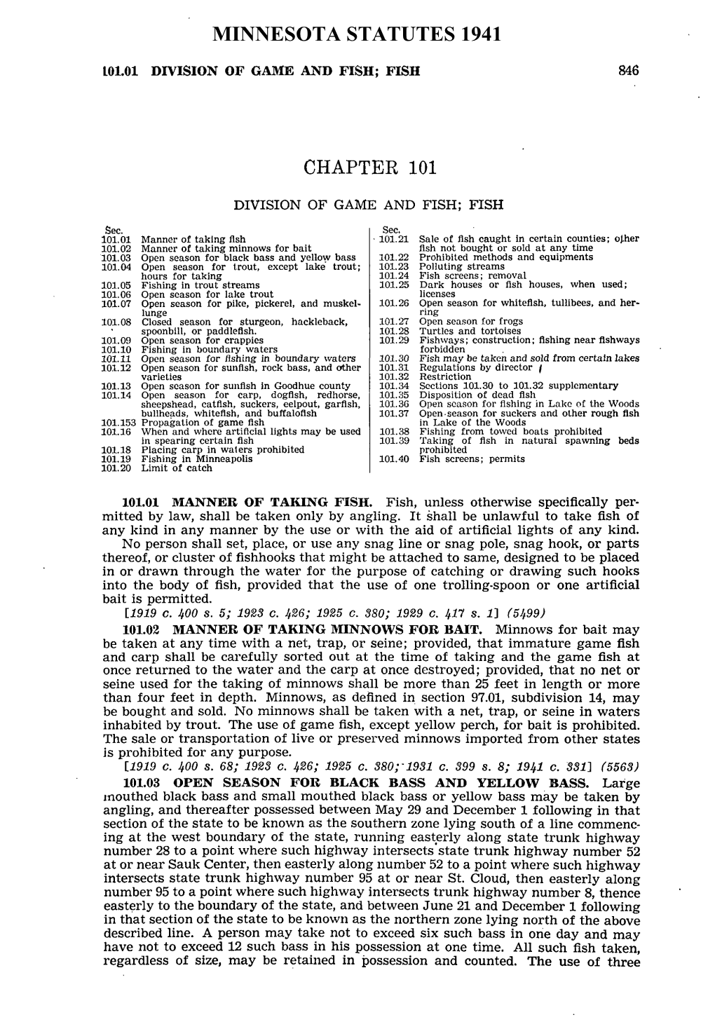 Chapter 101 Minnesota Statutes 1941