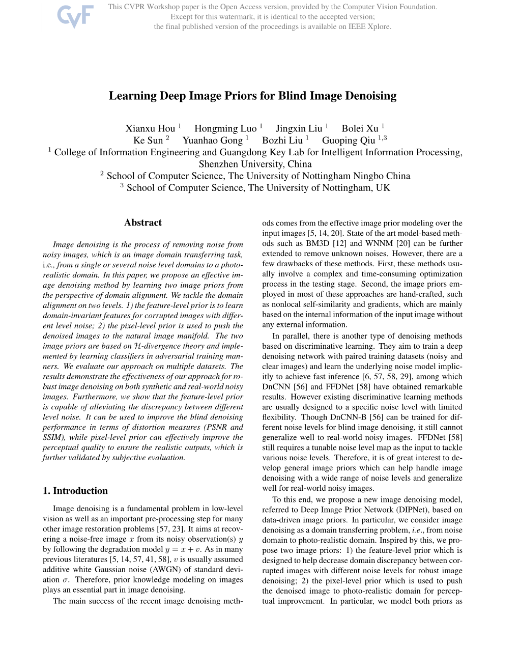 Learning Deep Image Priors for Blind Image Denoising
