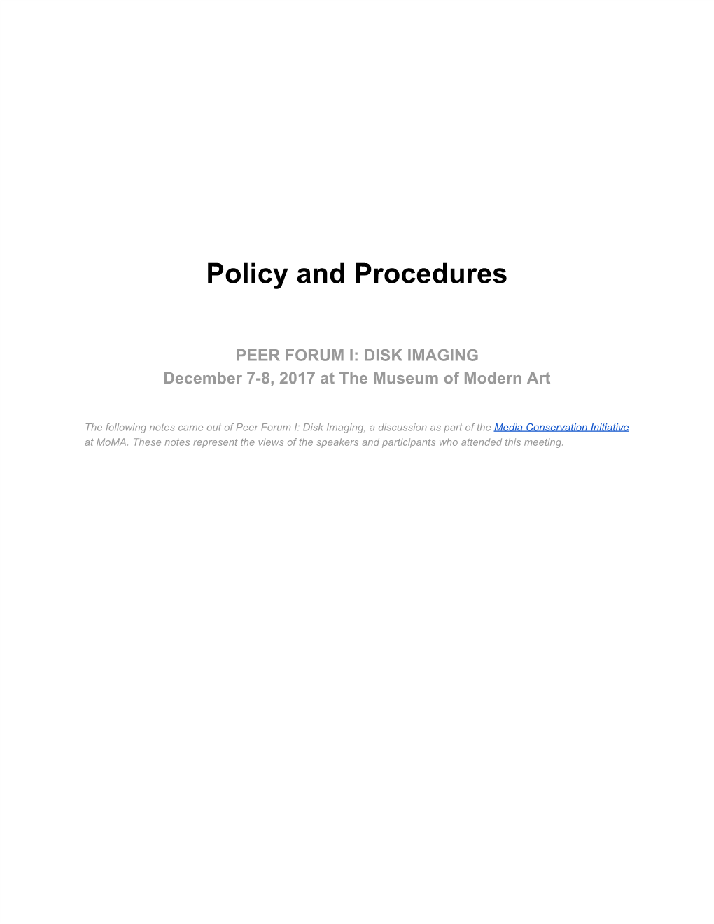 Policy and Procedures