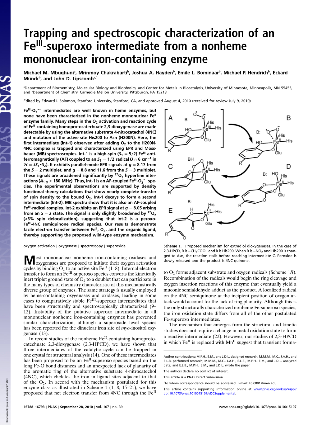 Trapping and Spectroscopic Characterization of an Fe -Superoxo