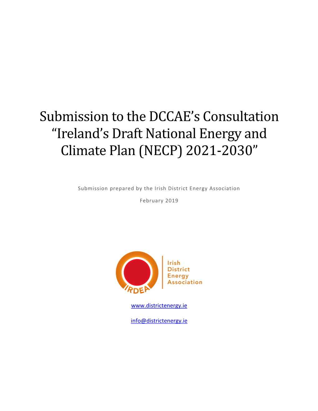 Submission to the DCCAE's Consultation “Ireland's Draft