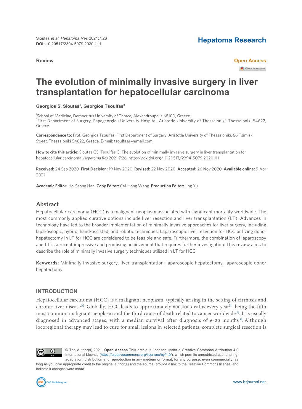 The Evolution of Minimally Invasive Surgery in Liver Transplantation for Hepatocellular Carcinoma