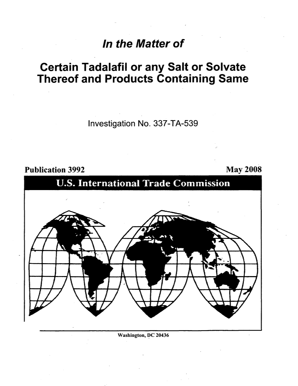 Certain Tadalafil Or Any Salt Solvate Thereof and Products Containing