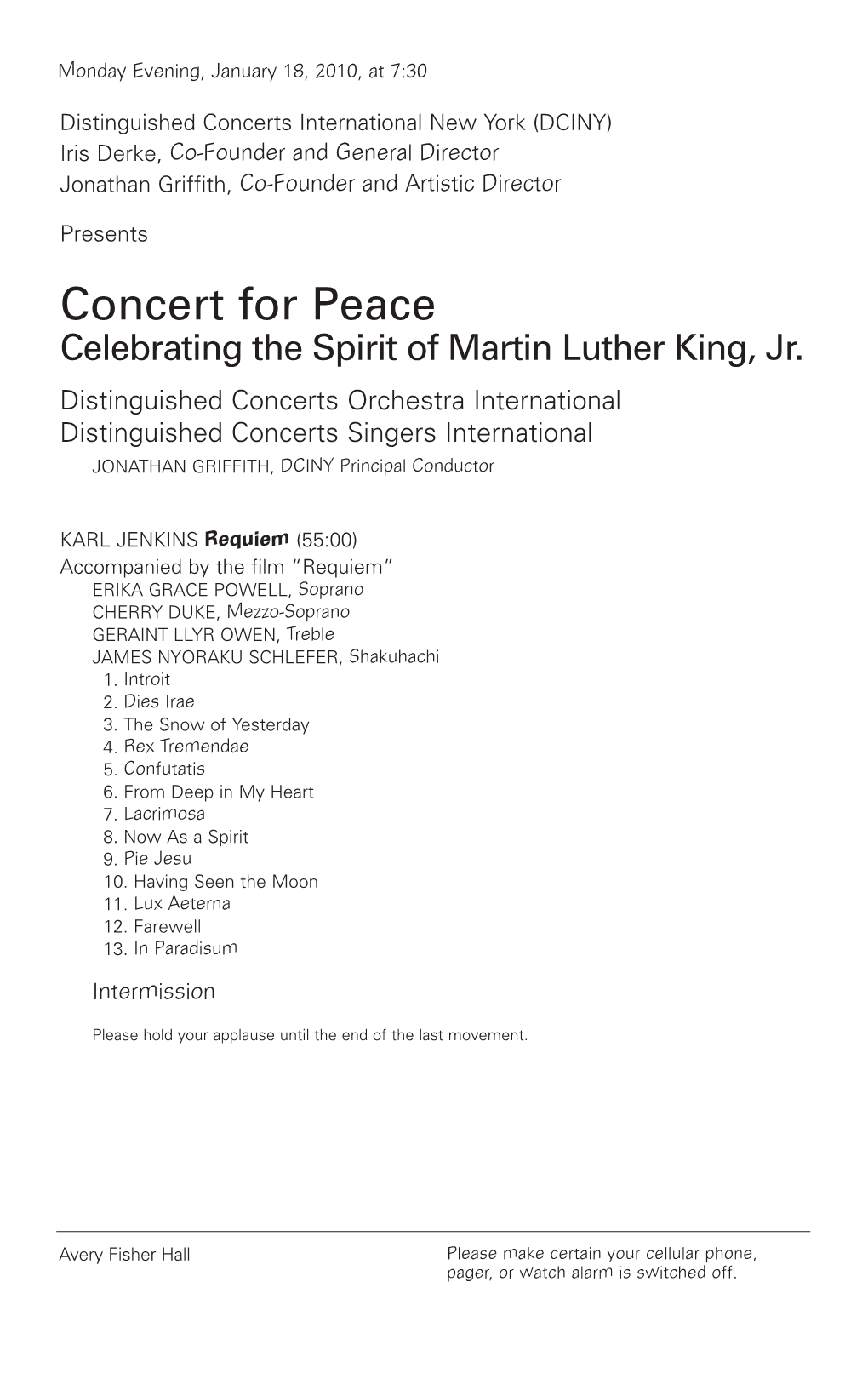 Concert for Peace Celebrating the Spirit of Martin Luther King, Jr