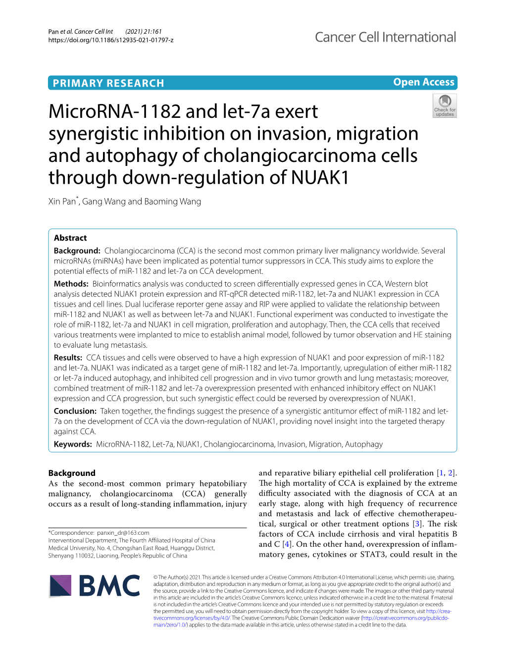 Microrna-1182 and Let-7A Exert Synergistic Inhibition on Invasion