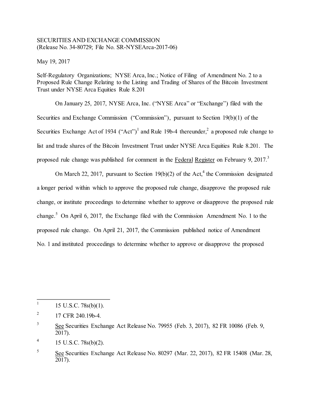 Notice of Filing of Amendment No. 2 to a Proposed Rule