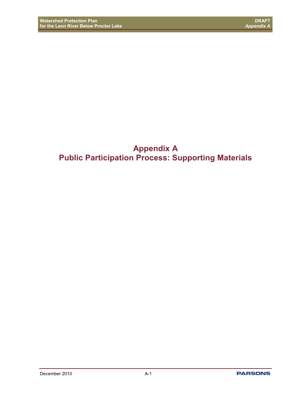 Appendix a Public Participation Process: Supporting Materials