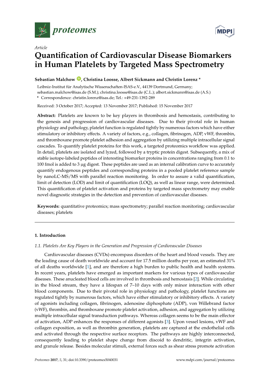 Quantification of Cardiovascular Disease Biomarkers in Human