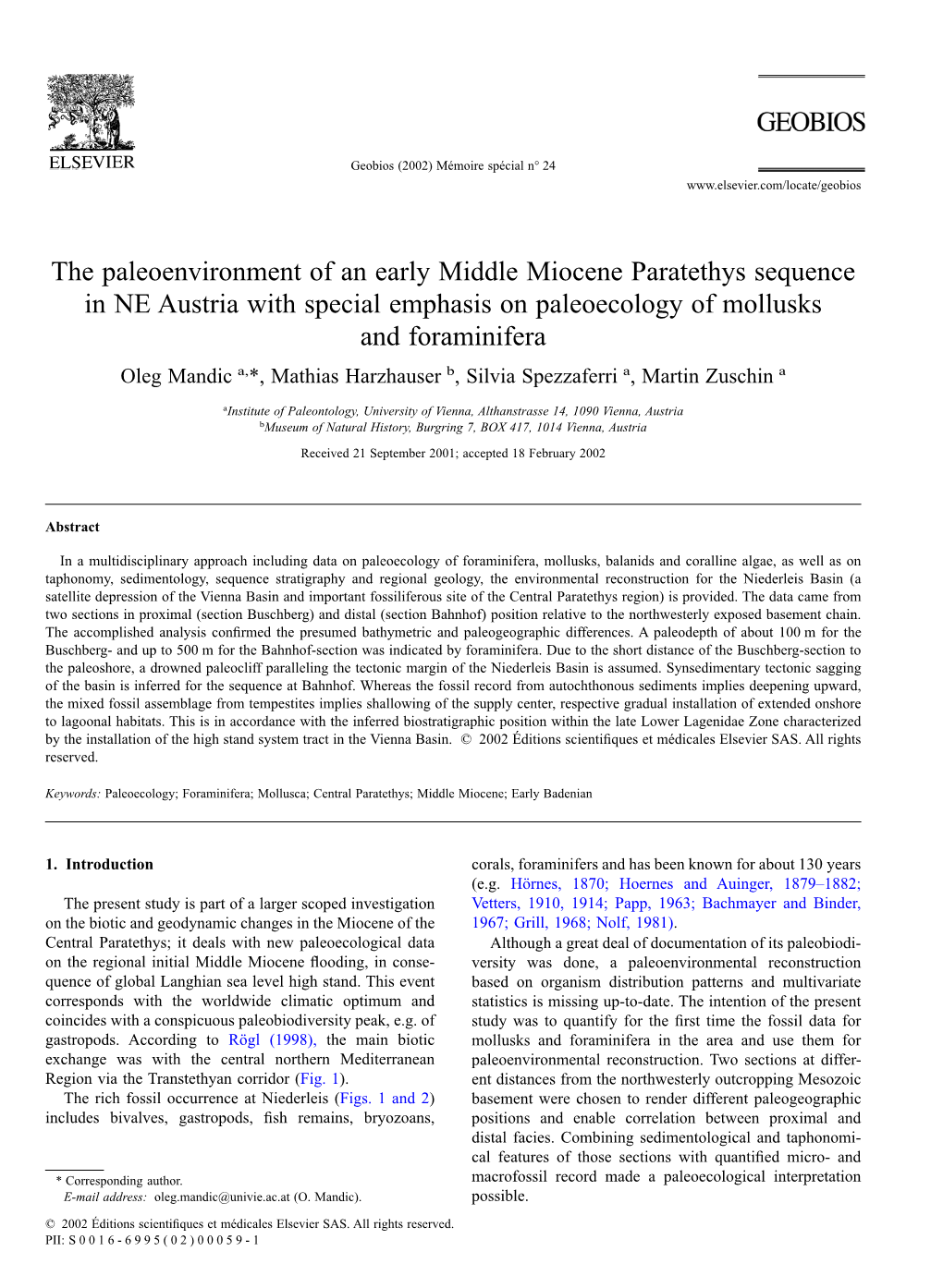 The Paleoenvironment of an Early Middle Miocene Paratethys