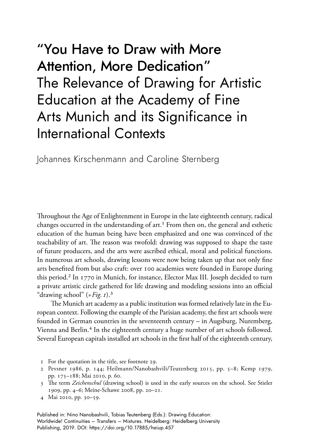 The Relevance of Drawing for Artistic Education at the Academy of Fine Arts Munich and Its Significance in International Contexts