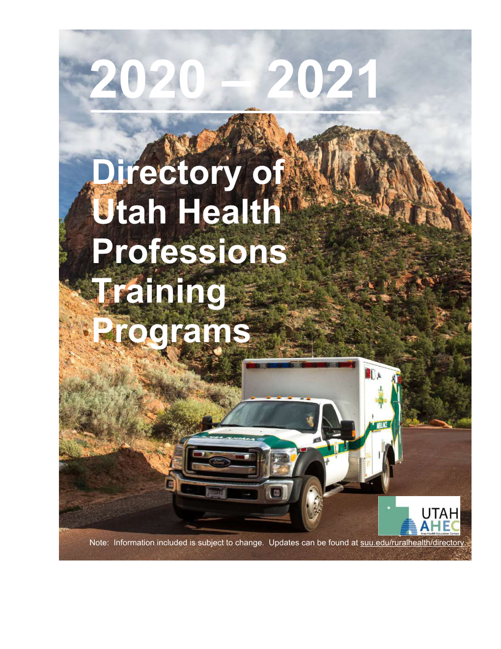 Directory of Utah Health Professions Training Program 2020-2021