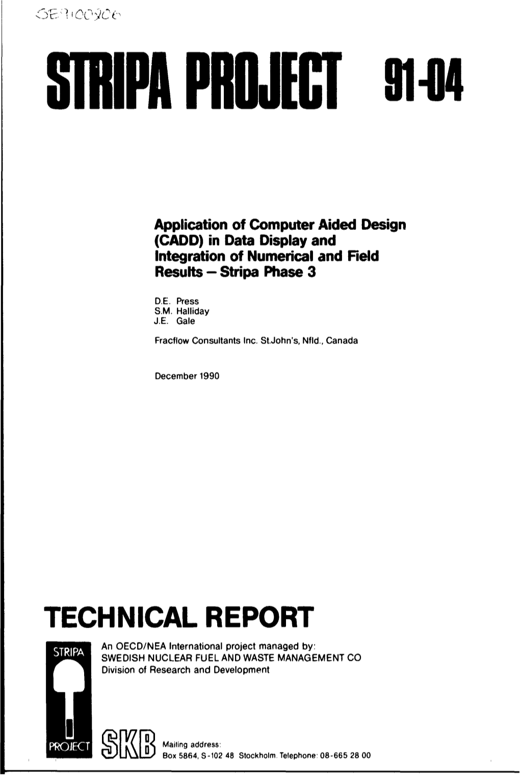 Application of Computer Aided Design (CADD) in Data Display and Integration of Numerical and Field Results — Stripa Phase 3