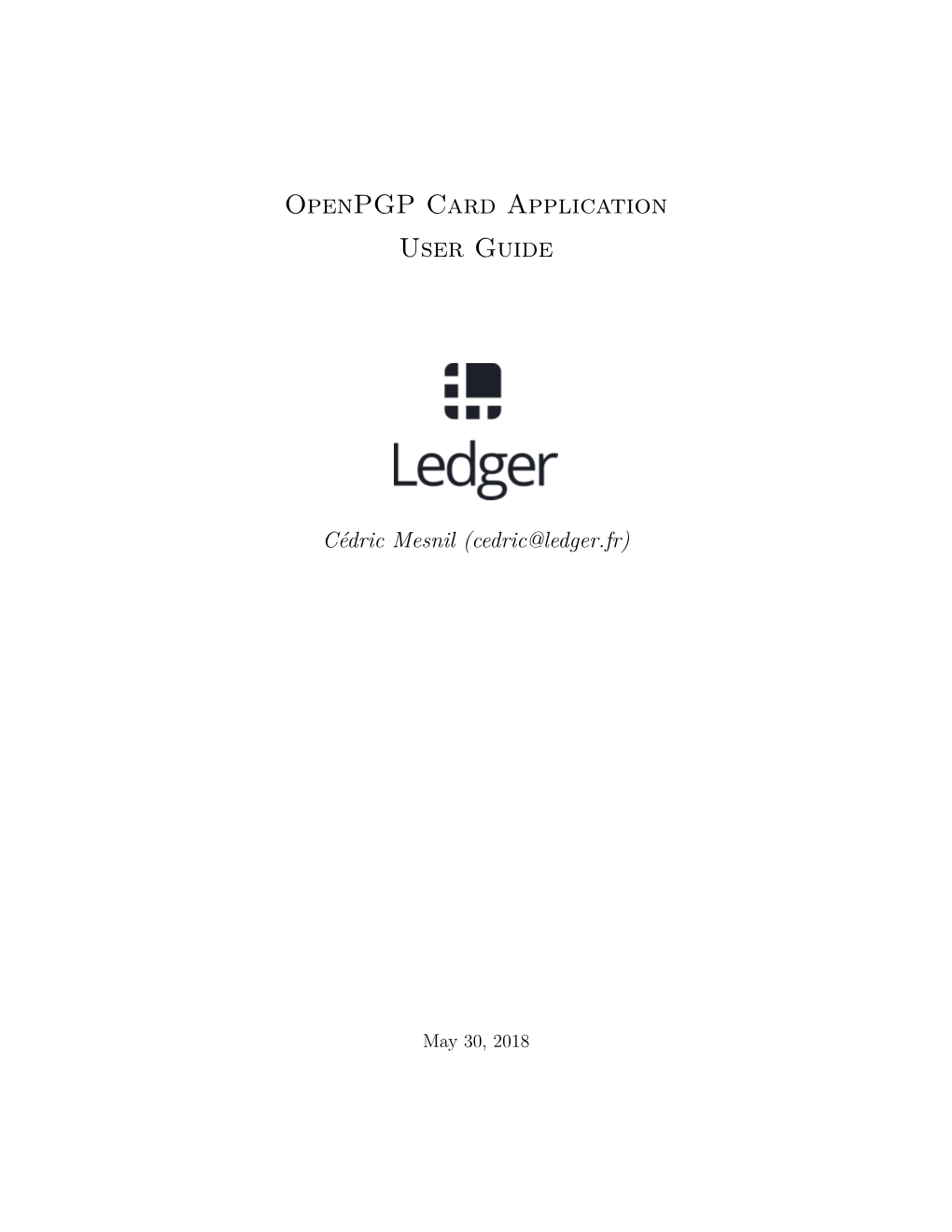 Openpgp Card Application User Guide