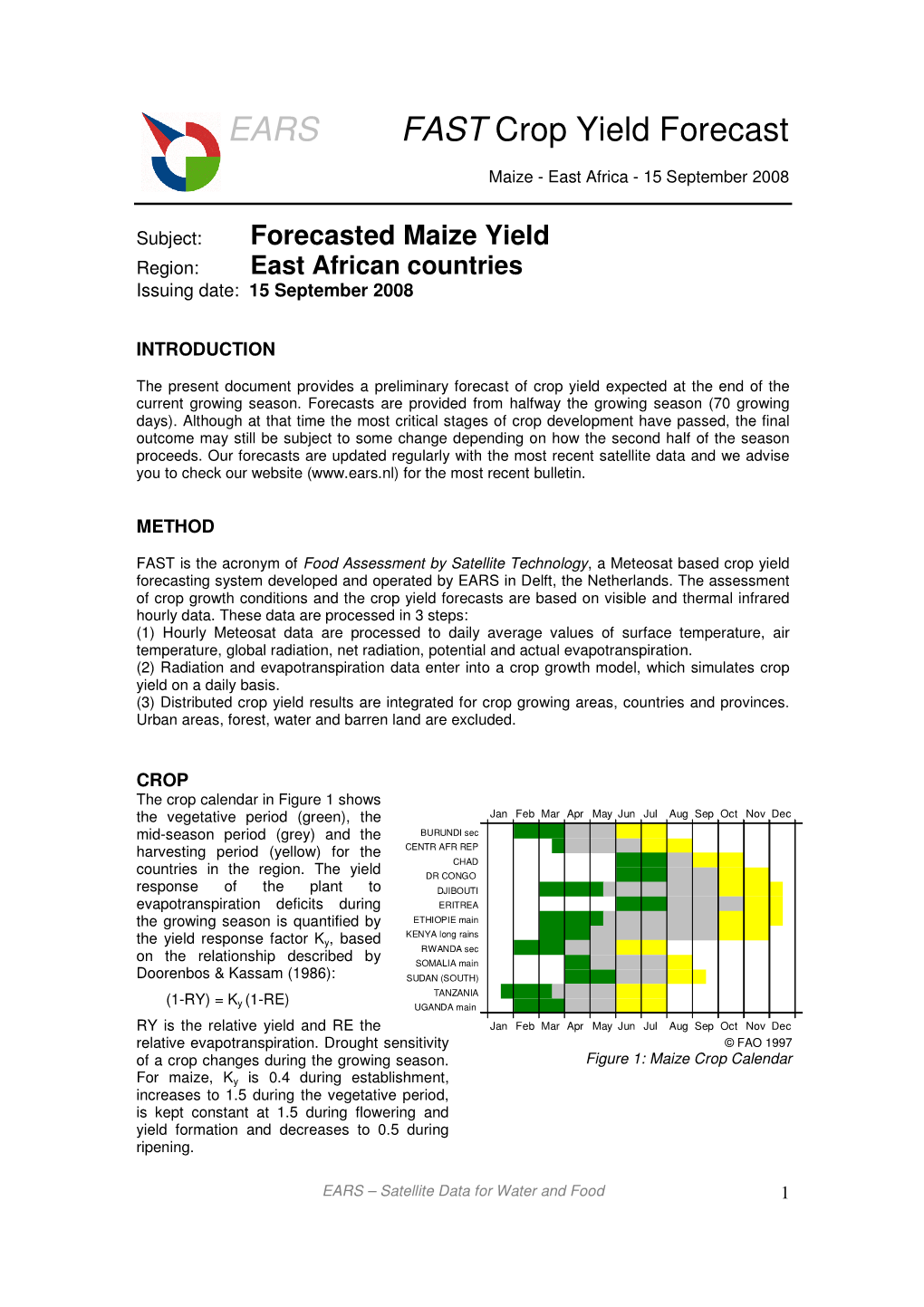 EARS FAST Crop Yield Forecast