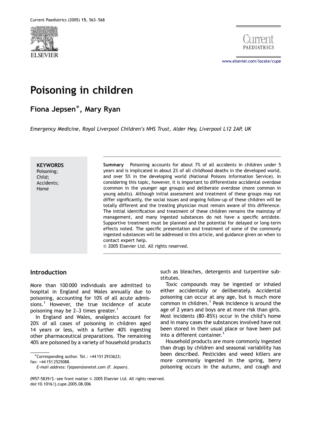 Poisoning in Children