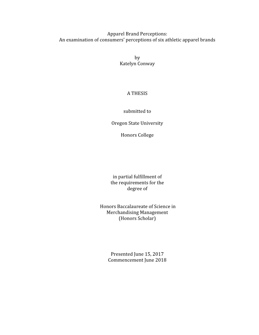 Apparel Brand Perceptions: an Examination of Consumers’ Perceptions of Six Athletic Apparel Brands