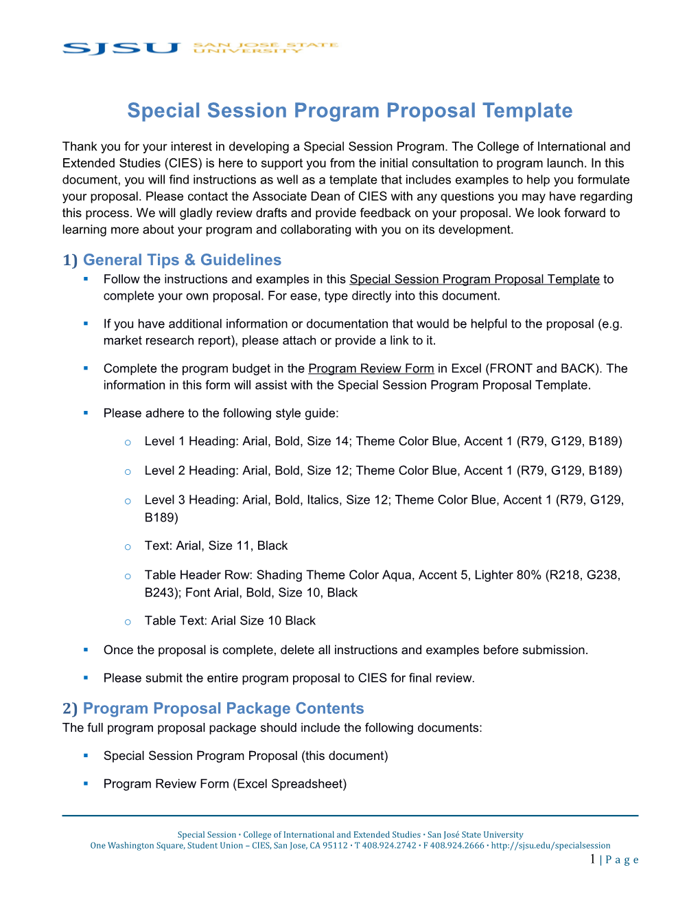 Special Session Program Proposal Template