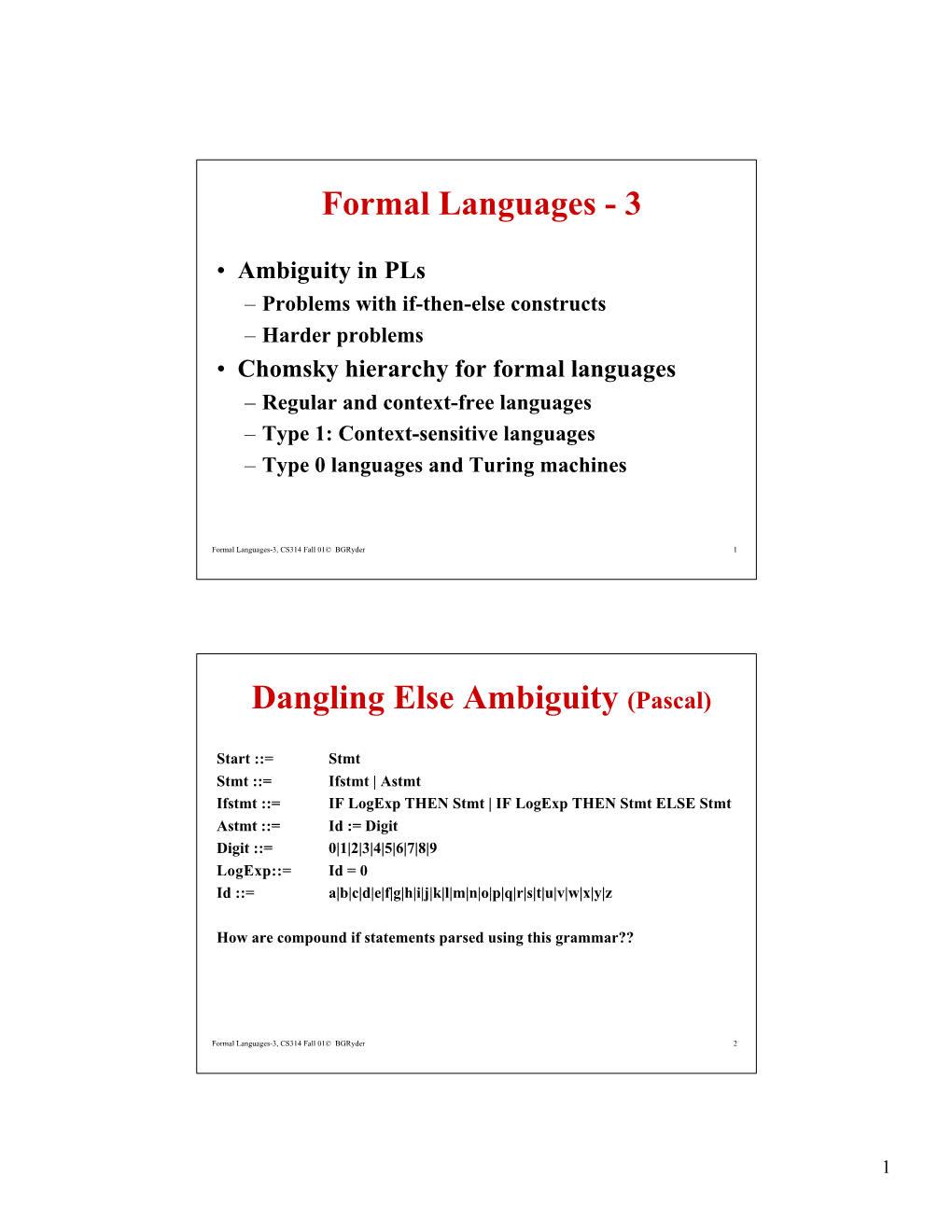 Formal Languages - 3