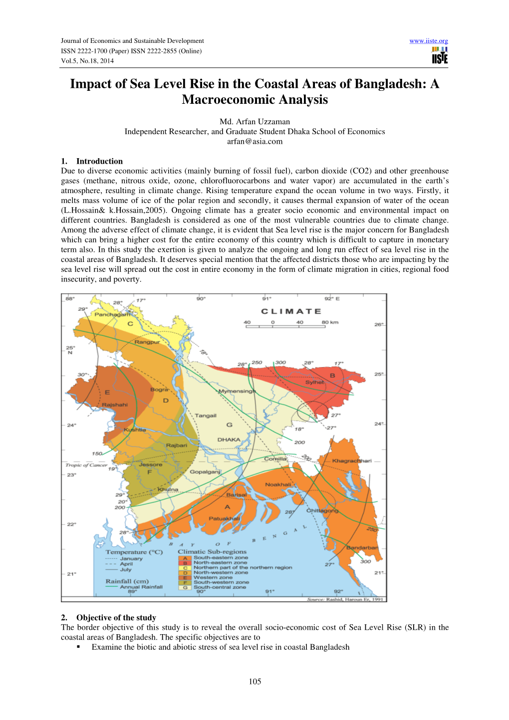 Impact of Sea Level Rise in the Coastal Areas of Bangladesh: a Macroeconomic Analysis