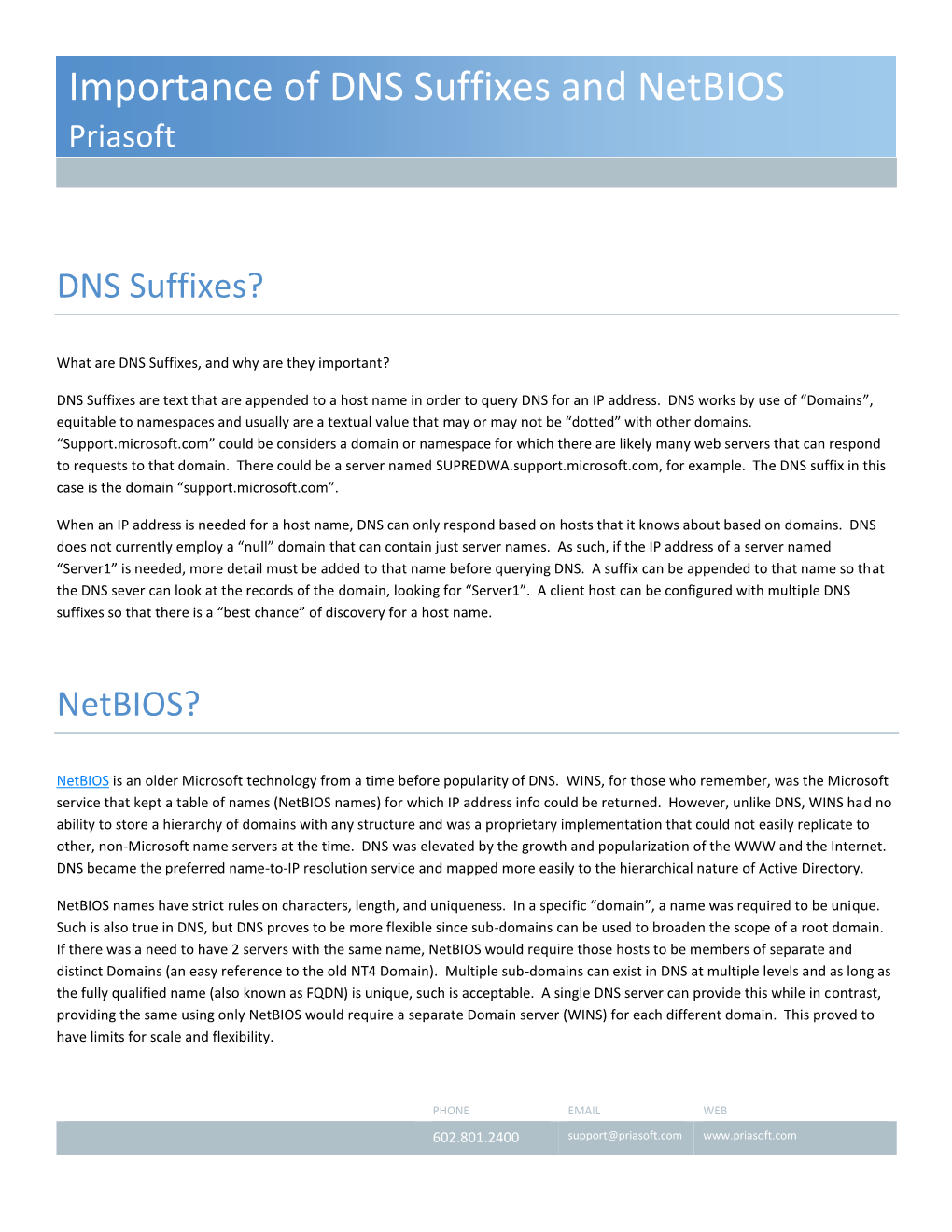 Importance of DNS Suffixes and Netbios