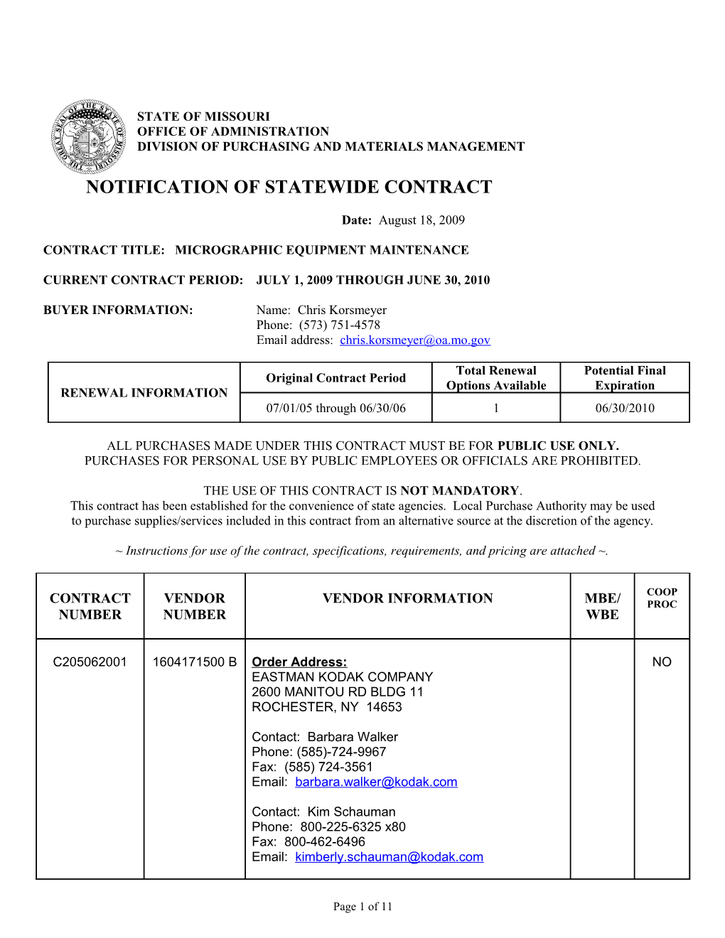 Division of Purchasing and Materials Management