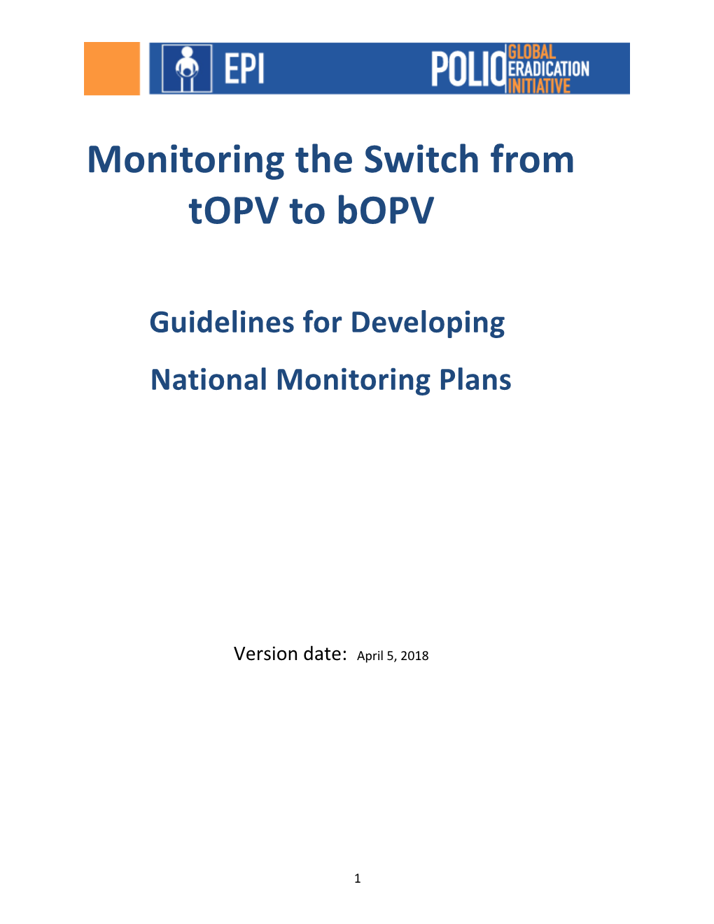 Switch from Topv to Bopv Template for National Operational Plans