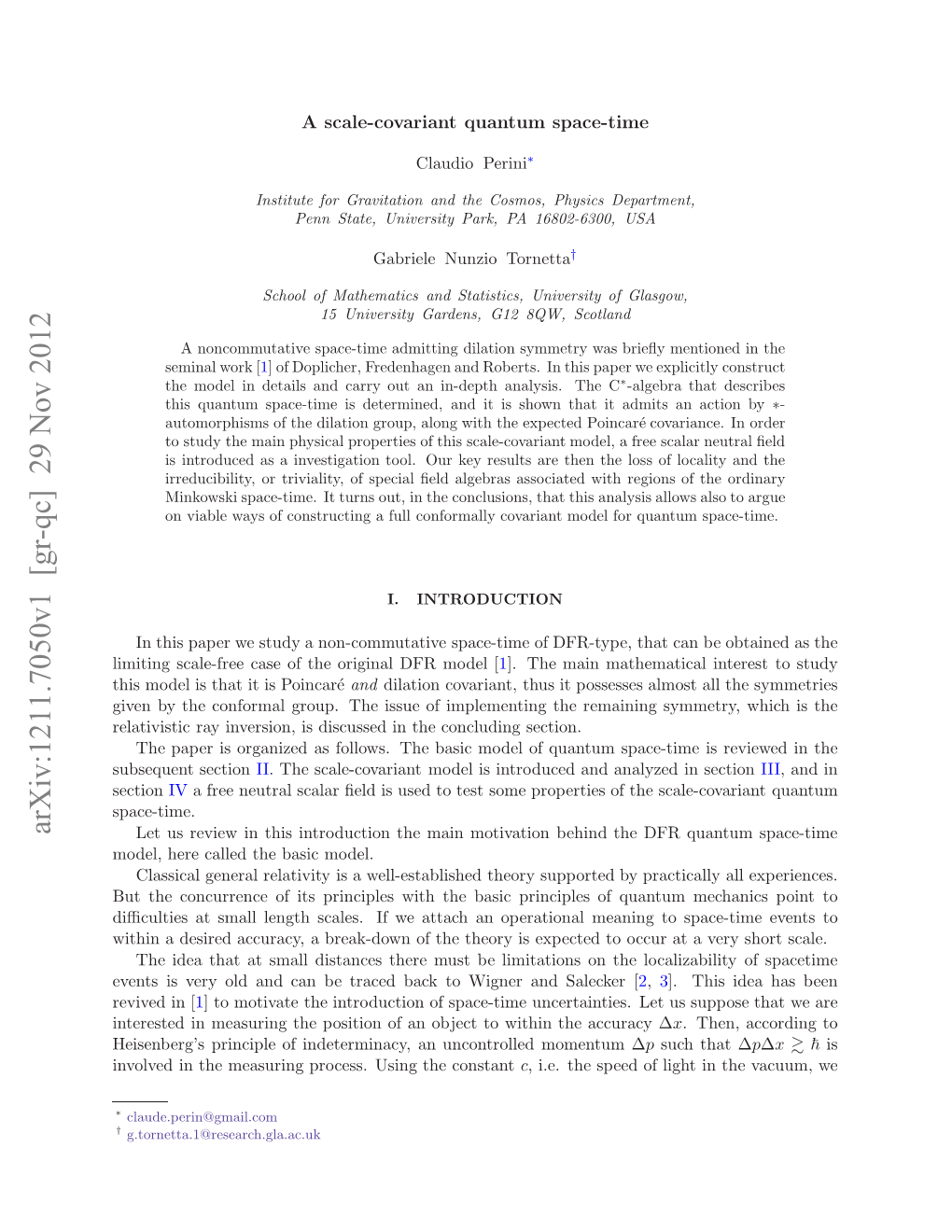 A Scale-Covariant Quantum Space-Time