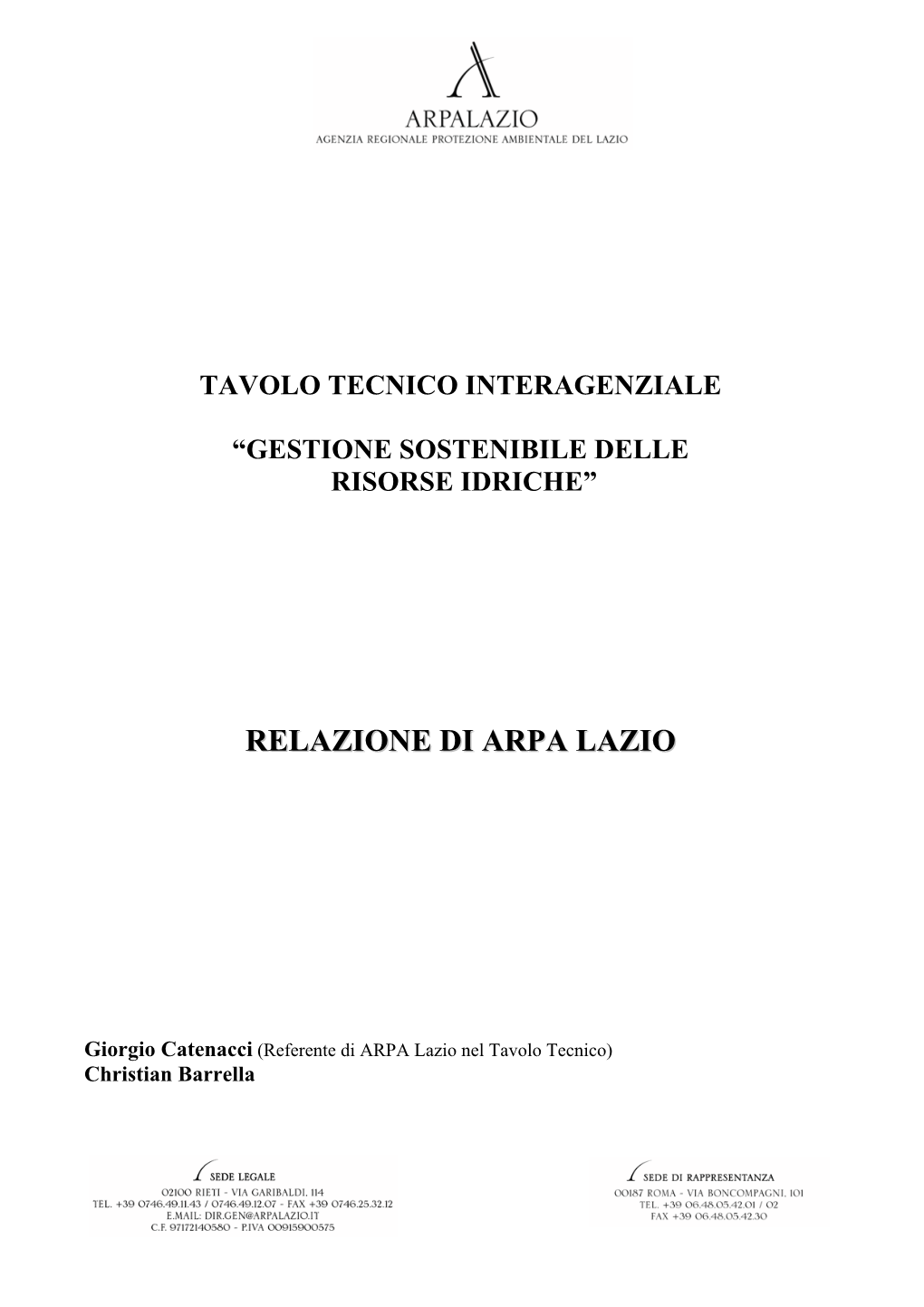 Relazione Di Arpa Lazio