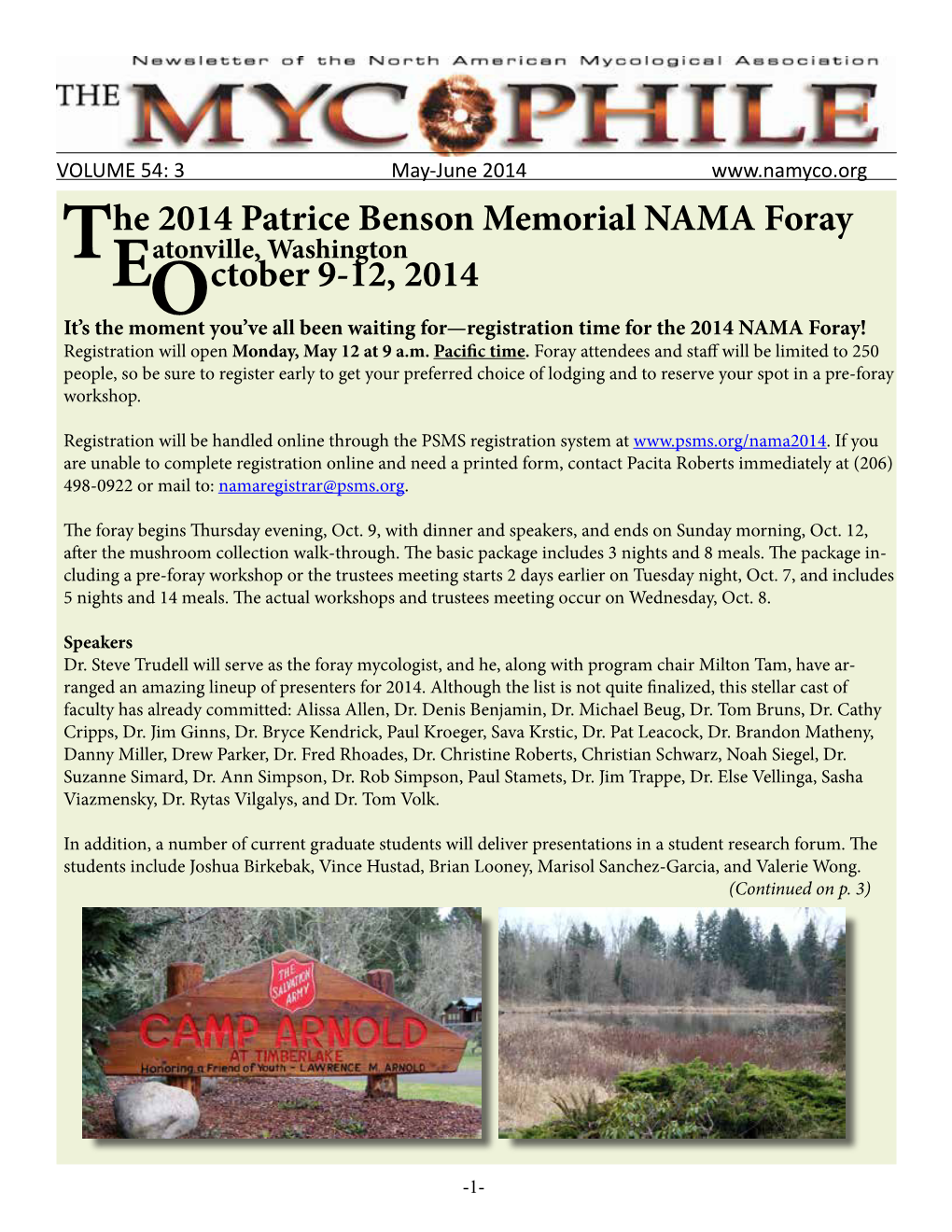 The 2014 Patrice Benson Memorial NAMA Foray October 9-12, 2014