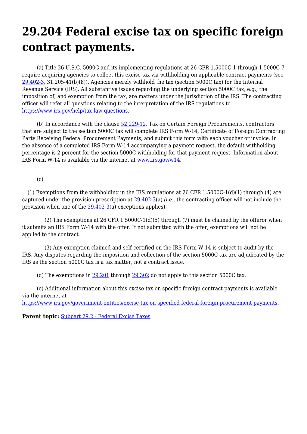 29.204 Federal Excise Tax on Specific Foreign Contract Payments