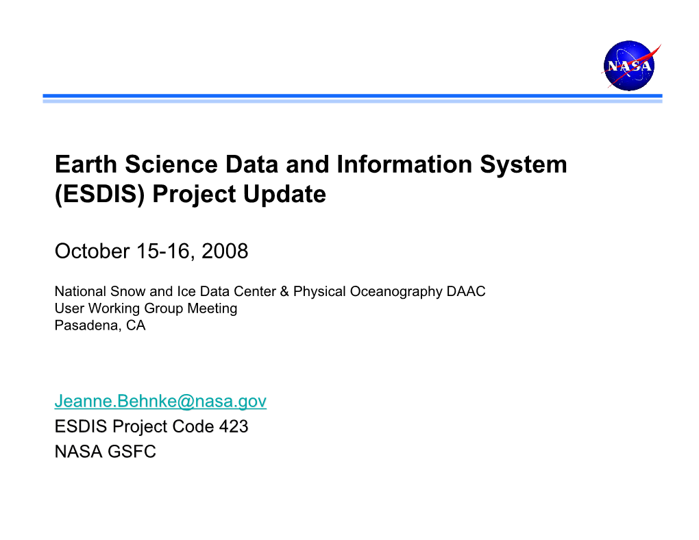 Earth Science Data and Information System (ESDIS) Project Update