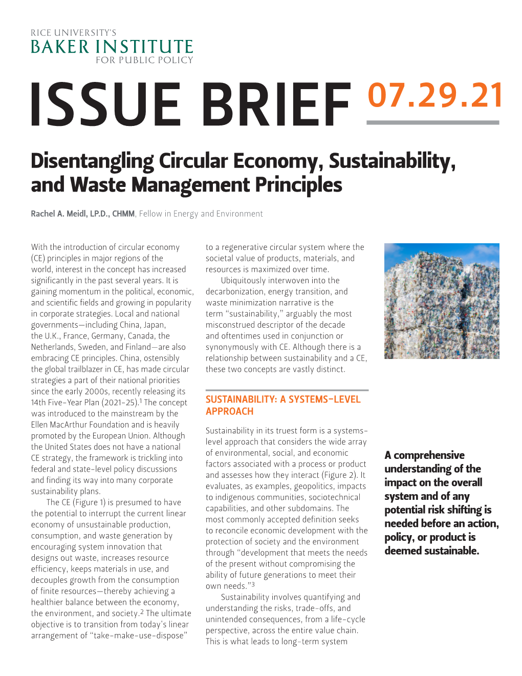 Disentangling Circular Economy, Sustainability, and Waste Management Principles