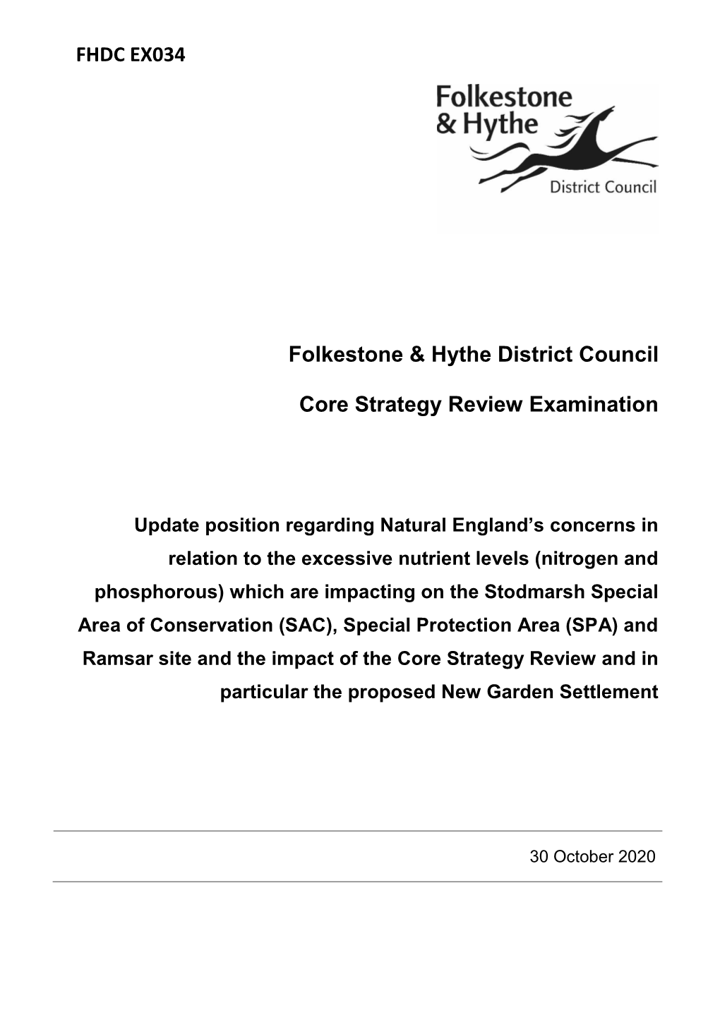 Folkestone & Hythe District Council Core Strategy Review Examination