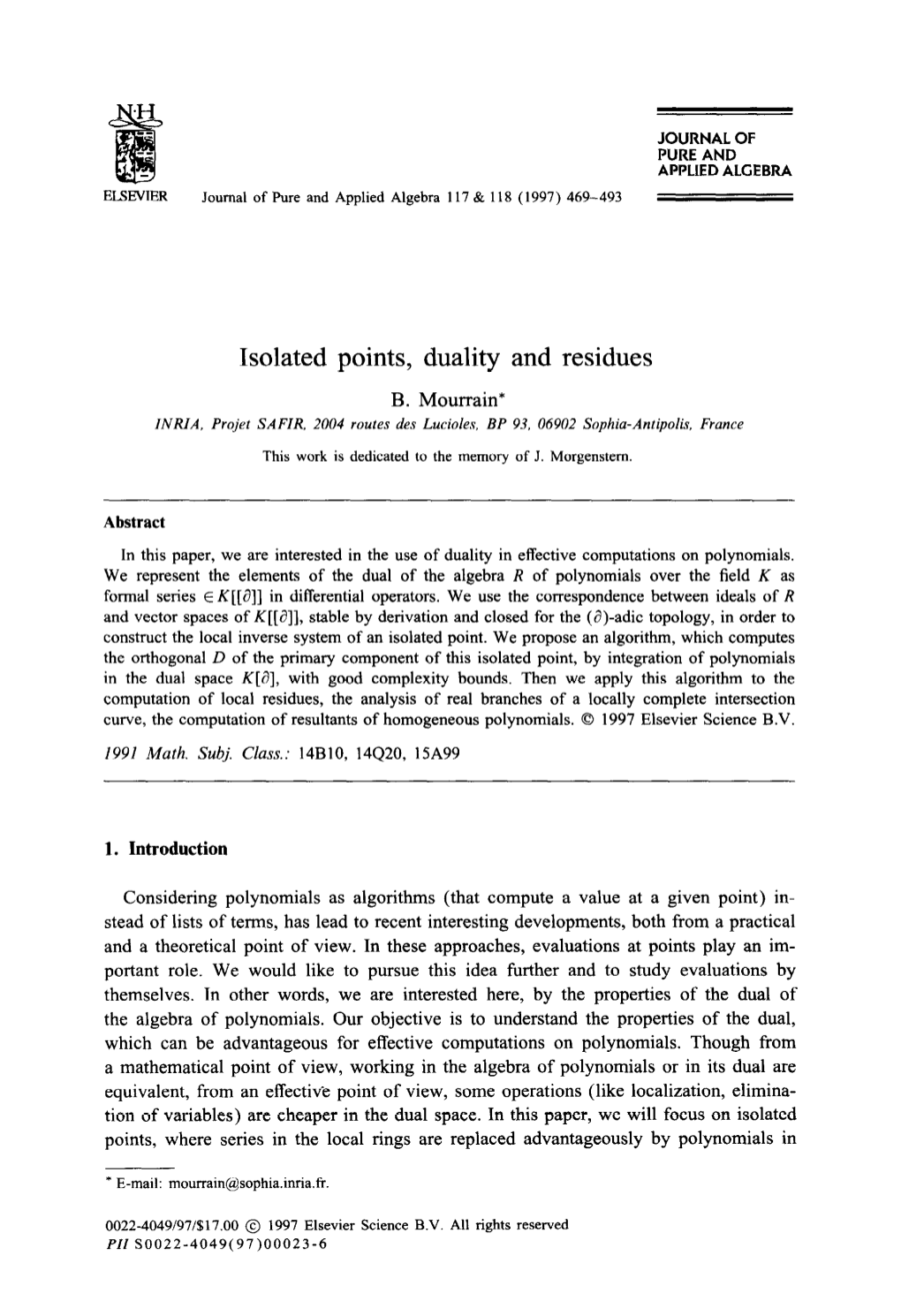 Isolated Points, Duality and Residues