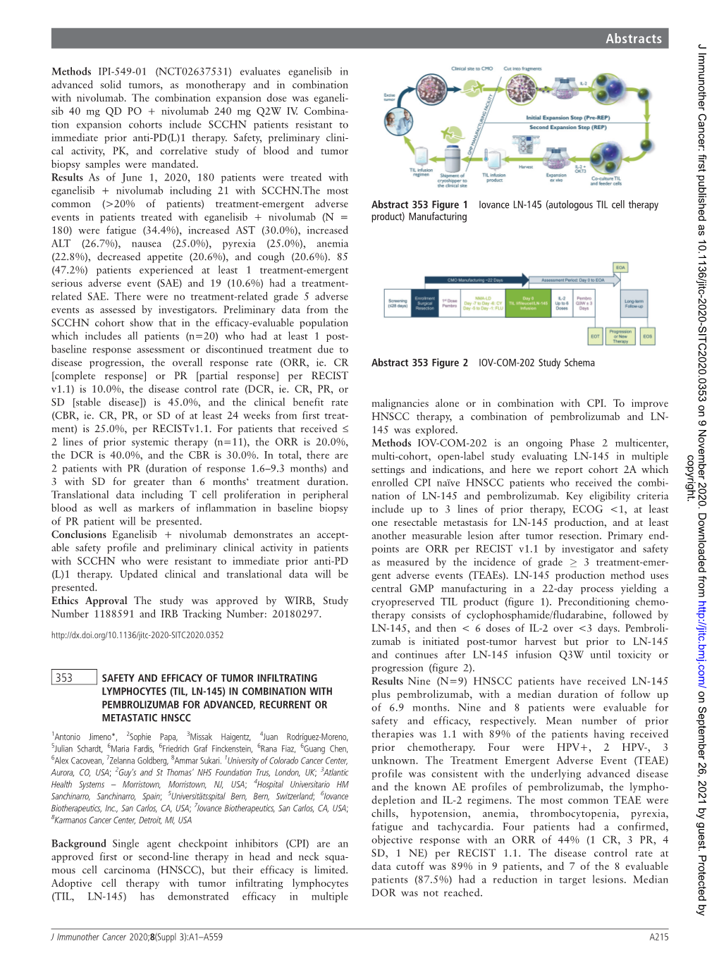 353 Safety and Efficacy of Tumor Infiltrating Lymphocytes (TIL, LN-145