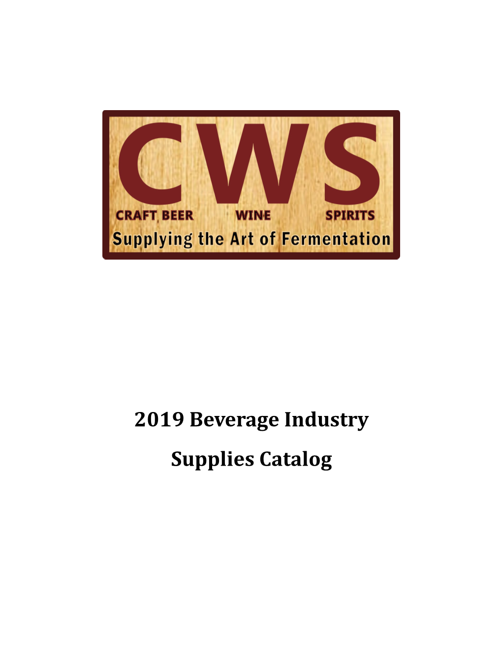 2019 Beverage Industry Supplies Catalog Table of Contents