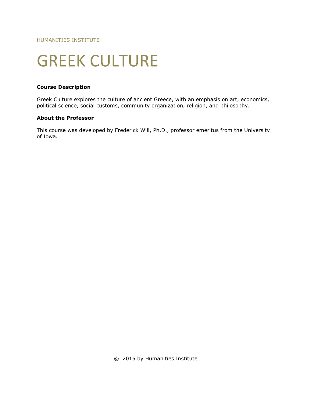 Greek Culture