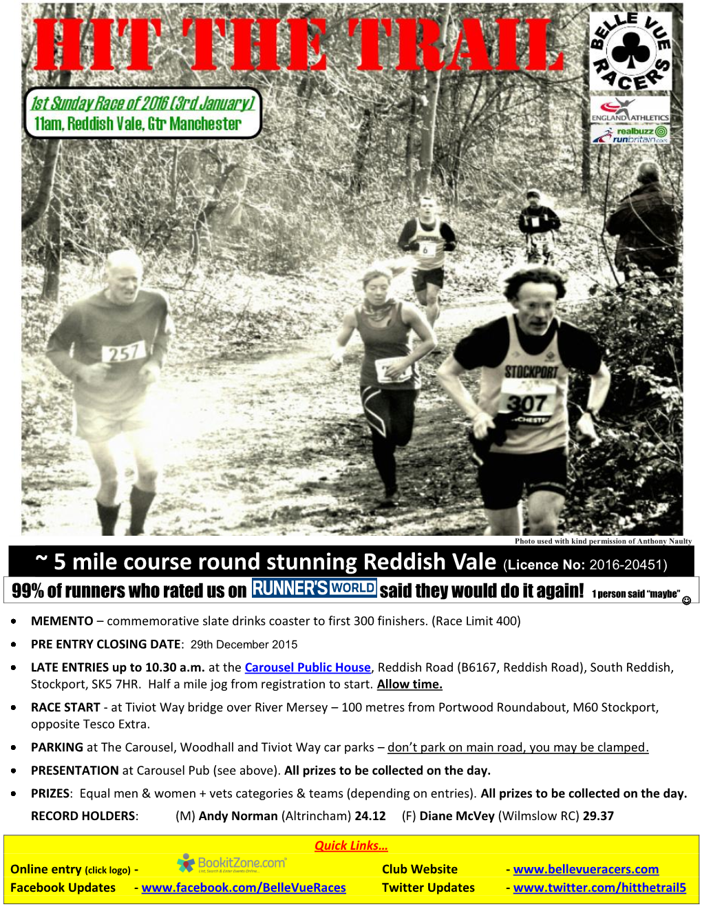 5 Mile Course Round Stunning Reddish Vale (Licence No: 2016-20451)