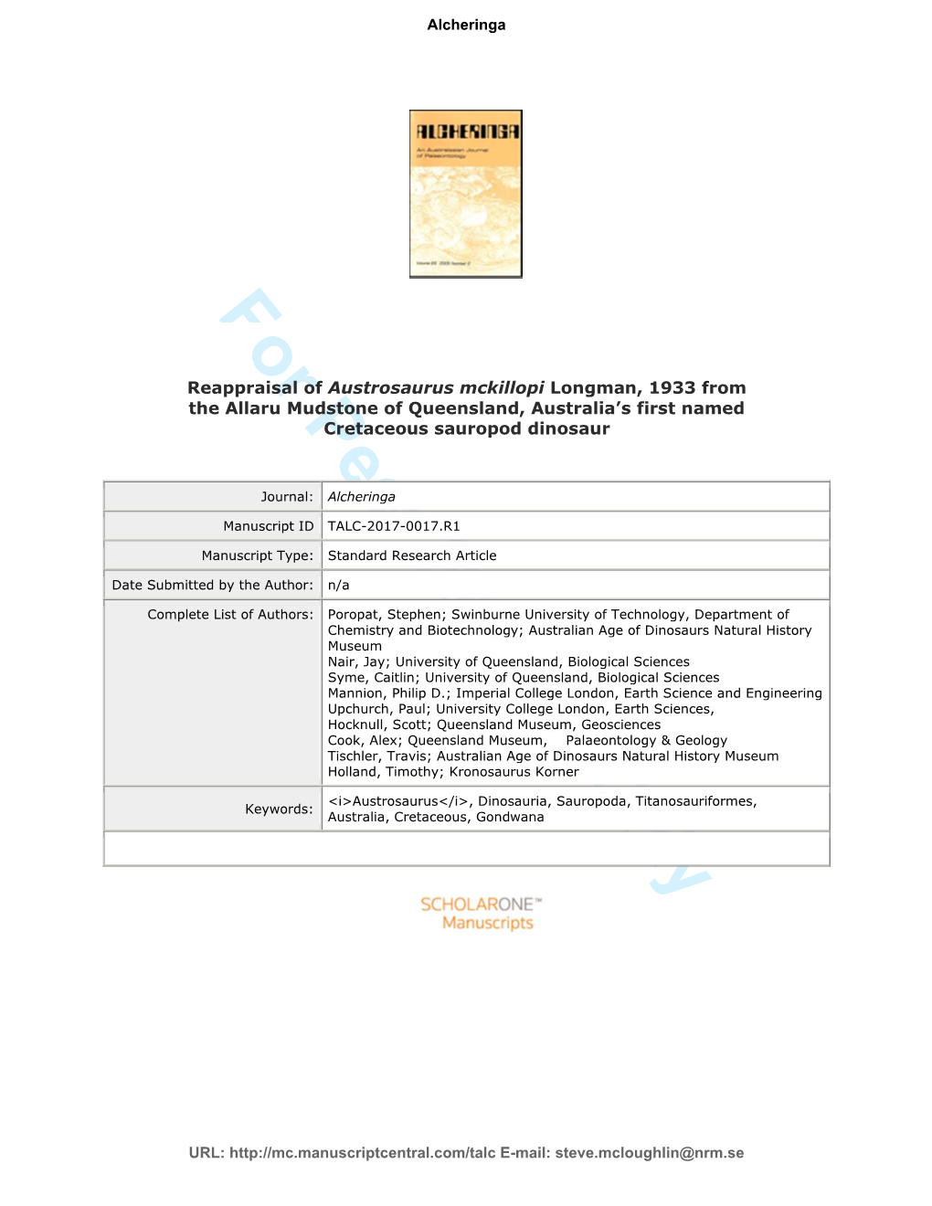 Poropat Et Al 2017 Reappraisal Of